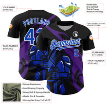 Load image into Gallery viewer, Custom Black Thunder Blue-Purple 3D Pattern Design Knight Hero Art Authentic Baseball Jersey
