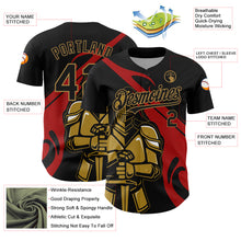 Load image into Gallery viewer, Custom Black Red-Old Gold 3D Pattern Design Knight Hero Art Authentic Baseball Jersey
