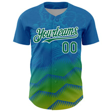 Load image into Gallery viewer, Custom Panther Blue Kelly Green-White 3D Pattern Design Animal Lion Authentic Baseball Jersey
