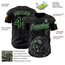 Load image into Gallery viewer, Custom Black Pea Green 3D Pattern Design Animal Lion Authentic Baseball Jersey
