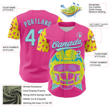 Load image into Gallery viewer, Custom Pink Ice Blue Medium Purple-Light Yellow 3D Pattern Design Football Skull Helmet Authentic Baseball Jersey
