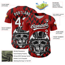 Load image into Gallery viewer, Custom Red White-Black 3D Pattern Design Football Skull Helmet Authentic Baseball Jersey
