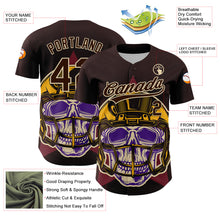 Load image into Gallery viewer, Custom Brown Cream 3D Pattern Design Football Skull Helmet Authentic Baseball Jersey
