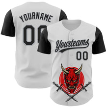 Load image into Gallery viewer, Custom White Black-Gray 3D Pattern Halloween Skull Authentic Baseball Jersey
