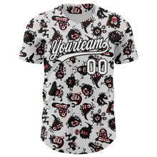 Load image into Gallery viewer, Custom White Black 3D Pattern Halloween Authentic Baseball Jersey
