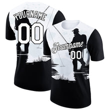 Load image into Gallery viewer, Custom White Black 3D Pattern Design Fishing Performance T-Shirt
