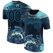 Load image into Gallery viewer, Custom Sky Blue Black 3D Pattern Design Fishing Performance T-Shirt
