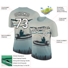 Load image into Gallery viewer, Custom Shadow Blue White-Black 3D Pattern Design Fishing Performance T-Shirt
