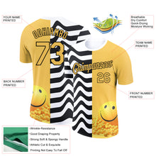 Load image into Gallery viewer, Custom Yellow Black-White 3D Pattern Design Smile Emoji Performance T-Shirt
