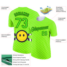 Load image into Gallery viewer, Custom Pea Green Neon Yellow-Black 3D Pattern Design Smile Emoji Performance T-Shirt
