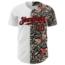 Load image into Gallery viewer, Custom White Black-Red 3D Pattern Design Vintage Tattoos Authentic Baseball Jersey
