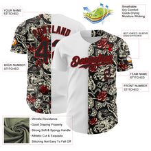 Load image into Gallery viewer, Custom White Black-Red 3D Pattern Design Vintage Tattoos Authentic Baseball Jersey
