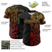 Load image into Gallery viewer, Custom Black Old Gold 3D Pattern Design Vintage Tattoos Authentic Baseball Jersey
