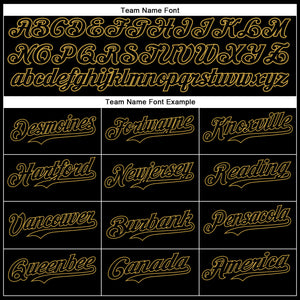 Custom Black Old Gold 3D Pattern Design Vintage Tattoos Authentic Baseball Jersey