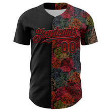 Load image into Gallery viewer, Custom Black Red 3D Pattern Design Vintage Tattoos Authentic Baseball Jersey
