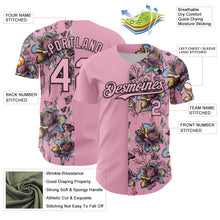 Load image into Gallery viewer, Custom Light Pink Black 3D Pattern Design Vintage Tattoos Authentic Baseball Jersey
