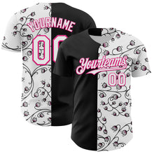 Load image into Gallery viewer, Custom Black White-Hot Pink 3D Pattern Design Vintage Tattoos Authentic Baseball Jersey
