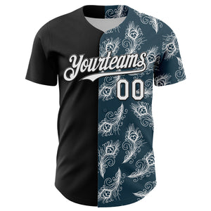 Custom Black White 3D Pattern Design Vintage Tattoos Authentic Baseball Jersey