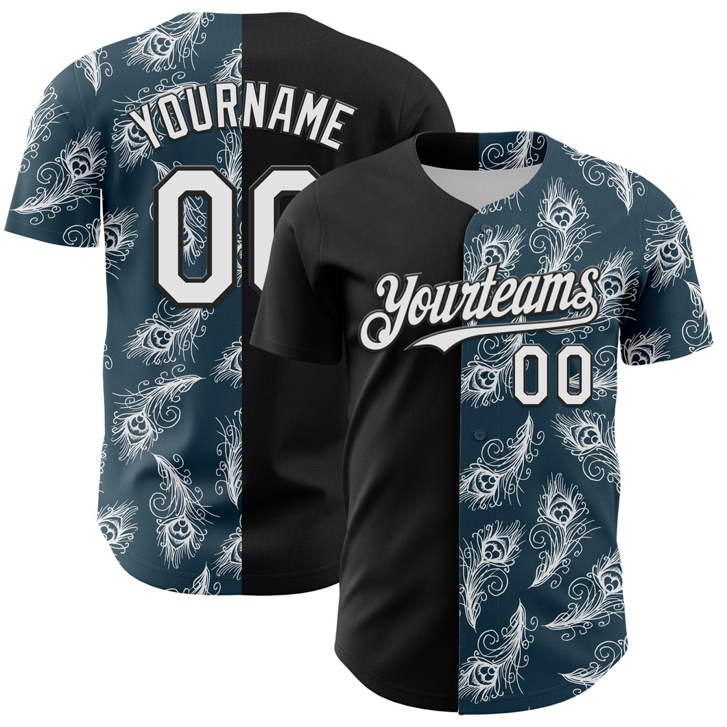 Custom Black White 3D Pattern Design Vintage Tattoos Authentic Baseball Jersey