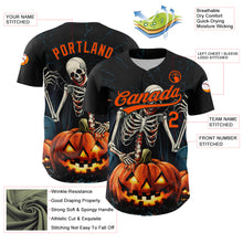 Load image into Gallery viewer, Custom Black Orange 3D Halloween Authentic Baseball Jersey
