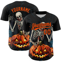 Load image into Gallery viewer, Custom Black Orange 3D Halloween Authentic Baseball Jersey
