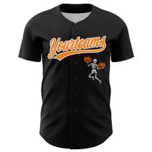 Load image into Gallery viewer, Custom Black Bay Orange-White 3D Halloween Authentic Baseball Jersey
