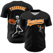 Load image into Gallery viewer, Custom Black Bay Orange-White 3D Halloween Authentic Baseball Jersey
