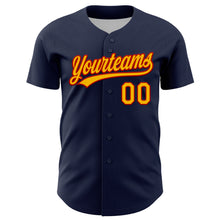 Load image into Gallery viewer, Custom Navy Gold-Red 3D Halloween Authentic Baseball Jersey
