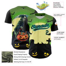 Load image into Gallery viewer, Custom Green Black-Aqua 3D Halloween Authentic Baseball Jersey
