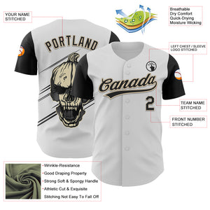 Custom White Black-City Cream 3D Halloween Authentic Baseball Jersey