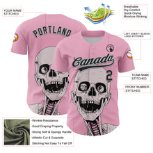 Load image into Gallery viewer, Custom Light Pink Black-Silver 3D Halloween Authentic Baseball Jersey
