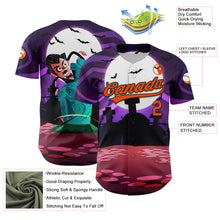 Load image into Gallery viewer, Custom Purple Orange-Black 3D Halloween Authentic Baseball Jersey
