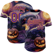 Load image into Gallery viewer, Custom Purple Bay Orange 3D Halloween Authentic Baseball Jersey
