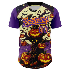 Custom Purple Bay Orange 3D Halloween Authentic Baseball Jersey