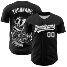 Load image into Gallery viewer, Custom Black White-Steel Gray 3D Halloween Authentic Baseball Jersey
