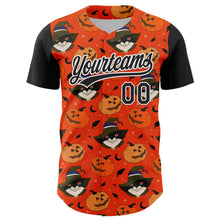 Load image into Gallery viewer, Custom Orange Black-White 3D Halloween Authentic Baseball Jersey
