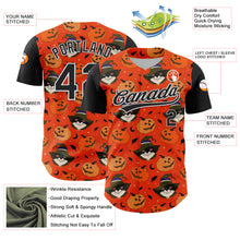 Load image into Gallery viewer, Custom Orange Black-White 3D Halloween Authentic Baseball Jersey
