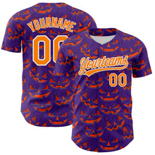 Load image into Gallery viewer, Custom Purple Bay Orange-White 3D Halloween Authentic Baseball Jersey
