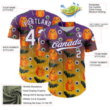 Load image into Gallery viewer, Custom Purple White-Yellow 3D Halloween Authentic Baseball Jersey
