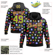 Load image into Gallery viewer, Custom Stitched Black Neon Green-Hot Pink 3D Halloween Sports Pullover Sweatshirt Hoodie
