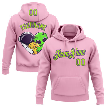 Custom Stitched Light Pink Neon Green-Purple 3D Halloween Sports Pullover Sweatshirt Hoodie