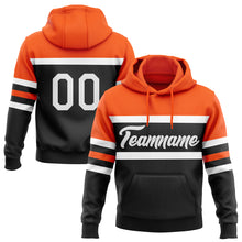 Load image into Gallery viewer, Custom Stitched Black White-Orange Line Sports Pullover Sweatshirt Hoodie
