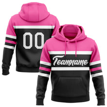 Load image into Gallery viewer, Custom Stitched Black White-Pink Line Sports Pullover Sweatshirt Hoodie
