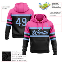 Load image into Gallery viewer, Custom Stitched Black Light Blue-Pink Line Sports Pullover Sweatshirt Hoodie
