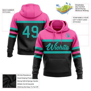 Custom Stitched Black Aqua-Pink Line Sports Pullover Sweatshirt Hoodie