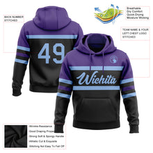 Load image into Gallery viewer, Custom Stitched Black Light Blue-Purple Line Sports Pullover Sweatshirt Hoodie
