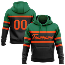 Load image into Gallery viewer, Custom Stitched Black Orange-Kelly Green Line Sports Pullover Sweatshirt Hoodie
