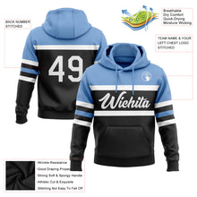 Load image into Gallery viewer, Custom Stitched Black White-Light Blue Line Sports Pullover Sweatshirt Hoodie
