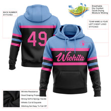 Load image into Gallery viewer, Custom Stitched Black Pink-Light Blue Line Sports Pullover Sweatshirt Hoodie
