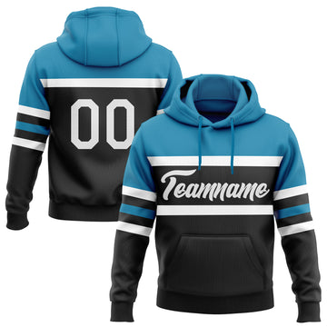 Custom Stitched Black White-Panther Blue Line Sports Pullover Sweatshirt Hoodie